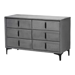 Baxton Studio Etienne Modern Slate Grey Velvet 6-Drawer Dresser